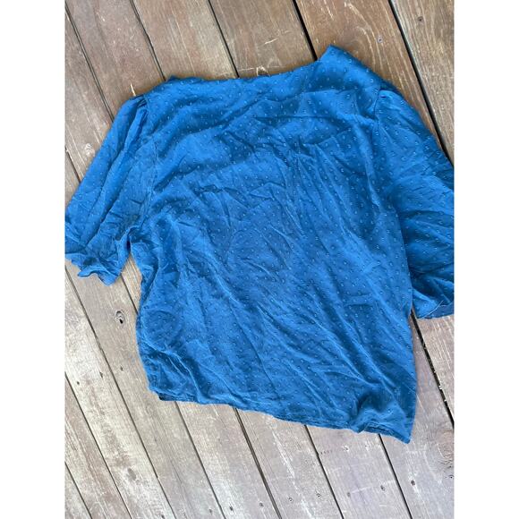 Womens 4x blue vneck blouse - Picture 2 of 3